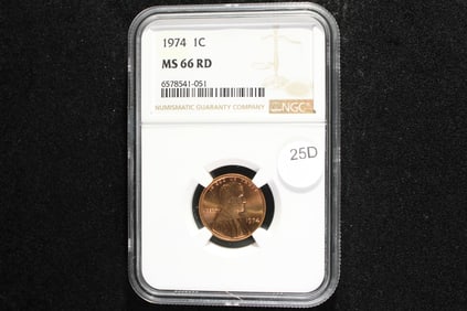 1974 Lincoln One Cent.  NGC MS 66 RD.