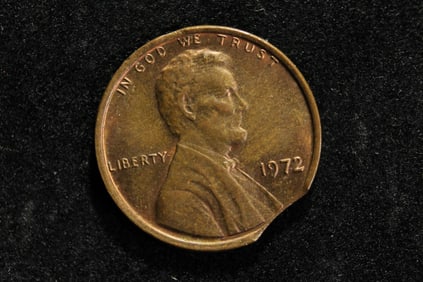 1972 Die Clip Error Lincoln Memorial Cent.