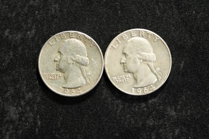 1964 P&D 90% Silver Washington Quarters