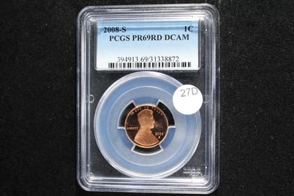 2008-S Lincoln One Cent.  PCGS PR69RD DCAM.