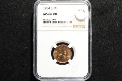 1954-S Lincoln Wheat Cent NGC MS 66 RD