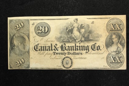1860's New Orleans Canal Bank $20 Remainder Note.  High Grade.