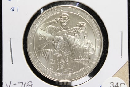 2010-P Silver Dollar.  Boy Scouts.