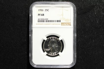 1956 Washington Quarter 90% Silver  NGC PF 68