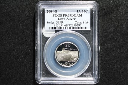 2004-S Iowa 90% Silver State Quarter PCGS PR69DCAM