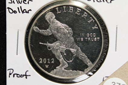 2012-W Proof Silver Dollar.  Infantry Soldier