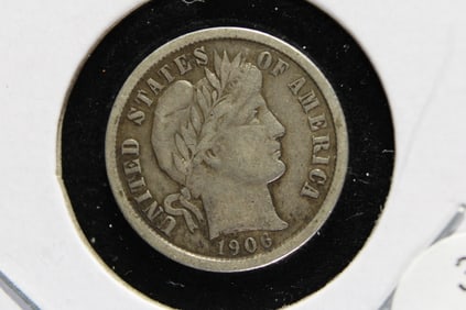 1906 Barber Dime.  VF.