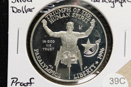 1996-P Proof Silver Dollar.  Atlanta Paralympics.
