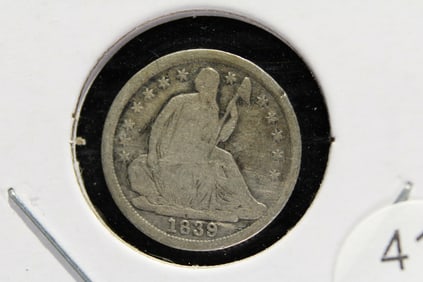 1839 Seated Half Dime.