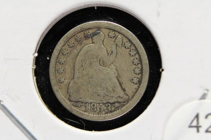 1853 Seated Half Dime.