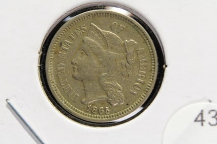 1865 Three Cent Nickel.