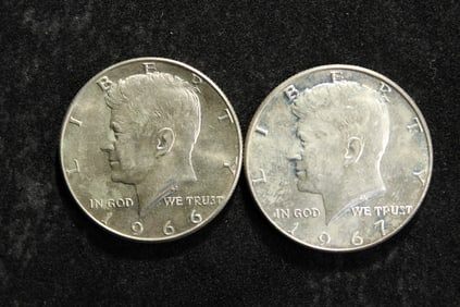 1966 & 1967 Kennedy Half Dollars 40% Silver
