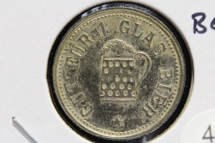 German Token.  Good For 1 Glass Beer.