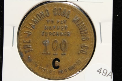 Diamond Coal Mining Co. Coal Scrip.  Caryville, Tennessee.  G/F $1.00 In Trade.