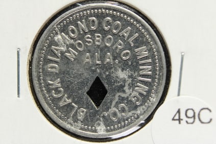 Black Diamond Coal Mining Coal Scrip.  Mosboro, Alabama. G/F 25c In Mdse.