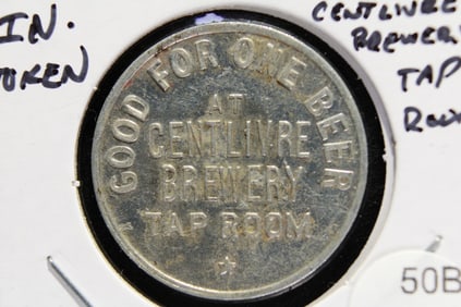 Ft. Wayne, Indiana Token.  Good For Beer At Centlivre Brewery Tap Room.