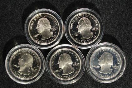 Five 2007-S Idaho State Quarters Clad Proof