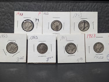 (7 coins) 1923 P Mercury Dimes