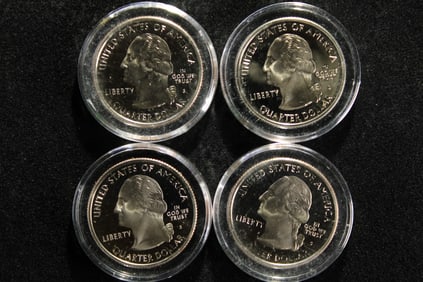 Four 2007-S Wyoming State Quarters Clad Proof
