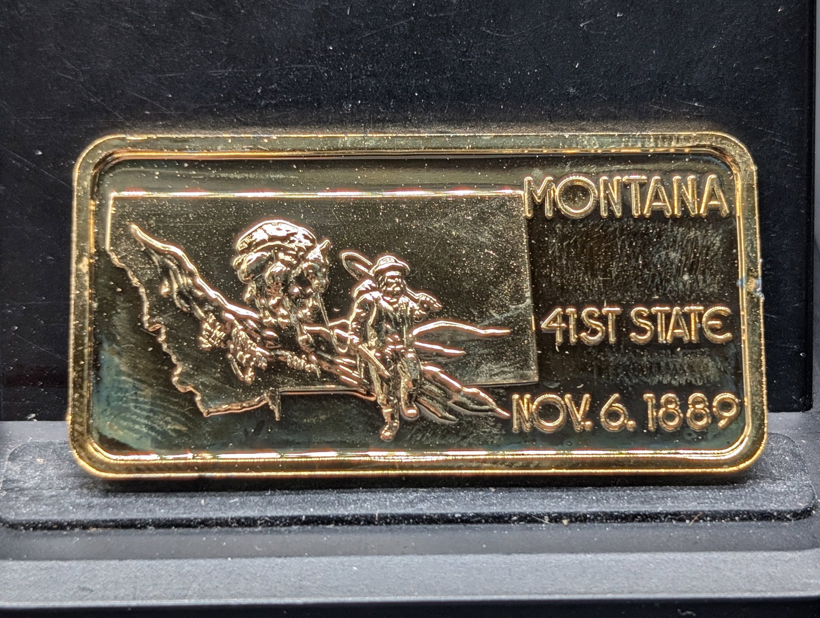 1 Troy Oz. .999 FINE SILVER *24k Gold Layered* State of Montana Designed Art Bar: 1 Troy Oz. .999 FINE SILVER *24k Gold Layered* State of Montana Designed Art Bar