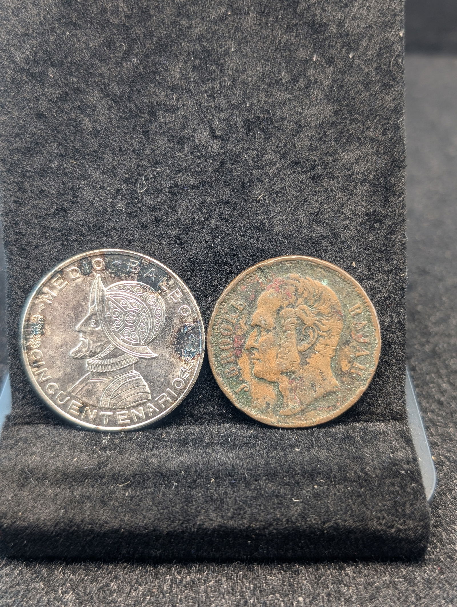 1863 Sarawak 1 Cent Coin & 1953 Panama 1/2 Balboa 90% Silver Coin (1 of 2)