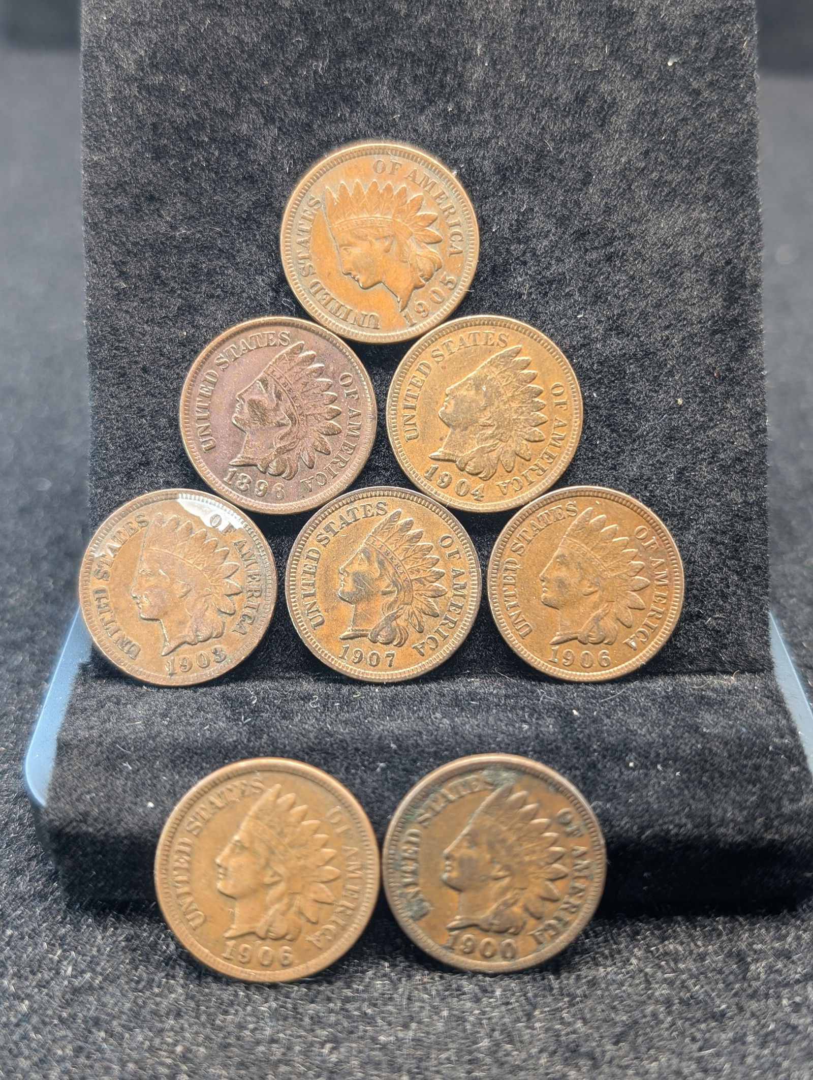 Lot of 8 Various Dated High Grade Indian Head Cents; 1896, 1900, 1903, 1905, 1905, 1906, 1906, 1097 (1 of 2)