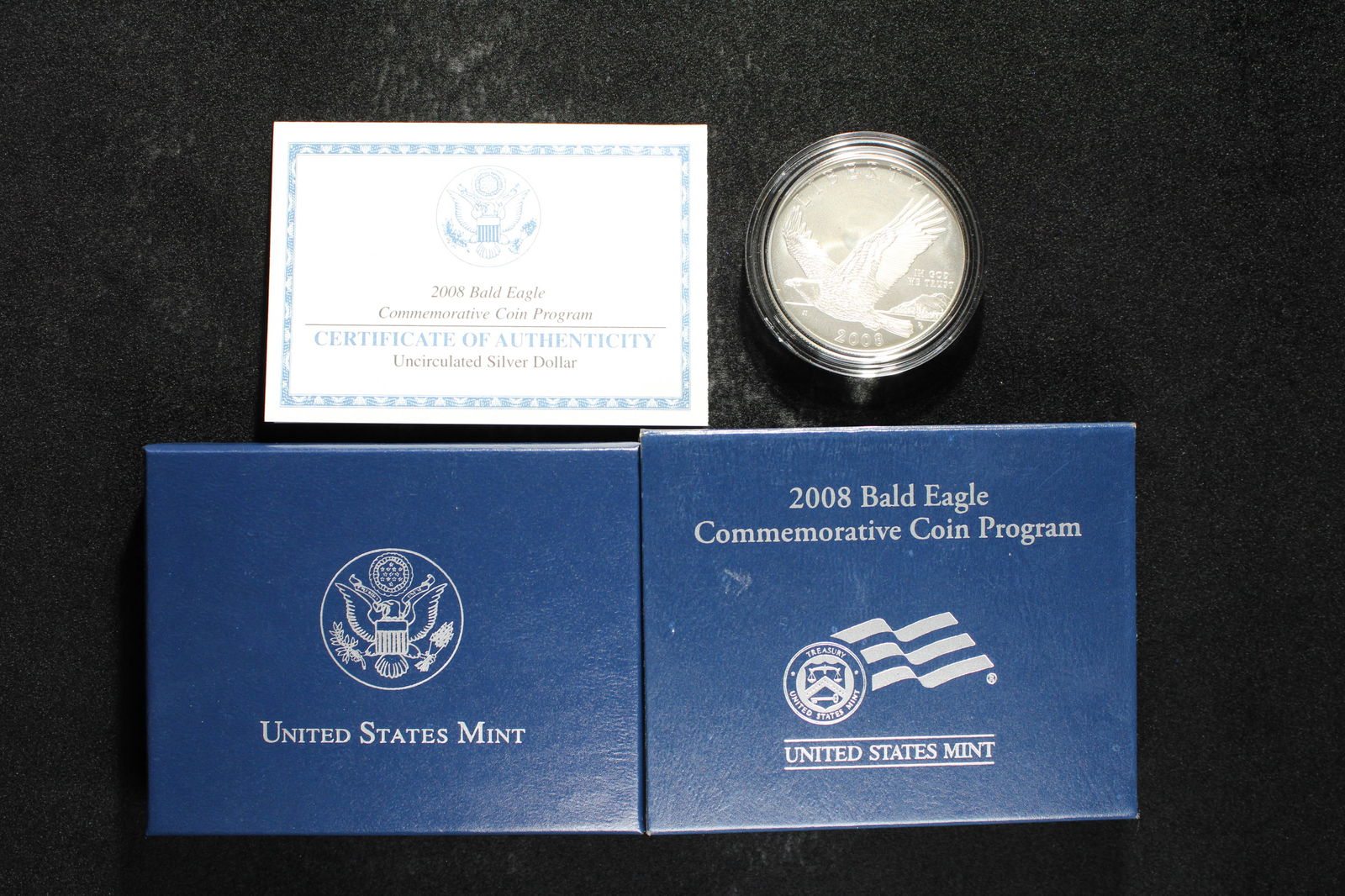 2008-P UNC Bald Eagle Commemorative Silver Dollar in OGP w/ COA (1 of 4)