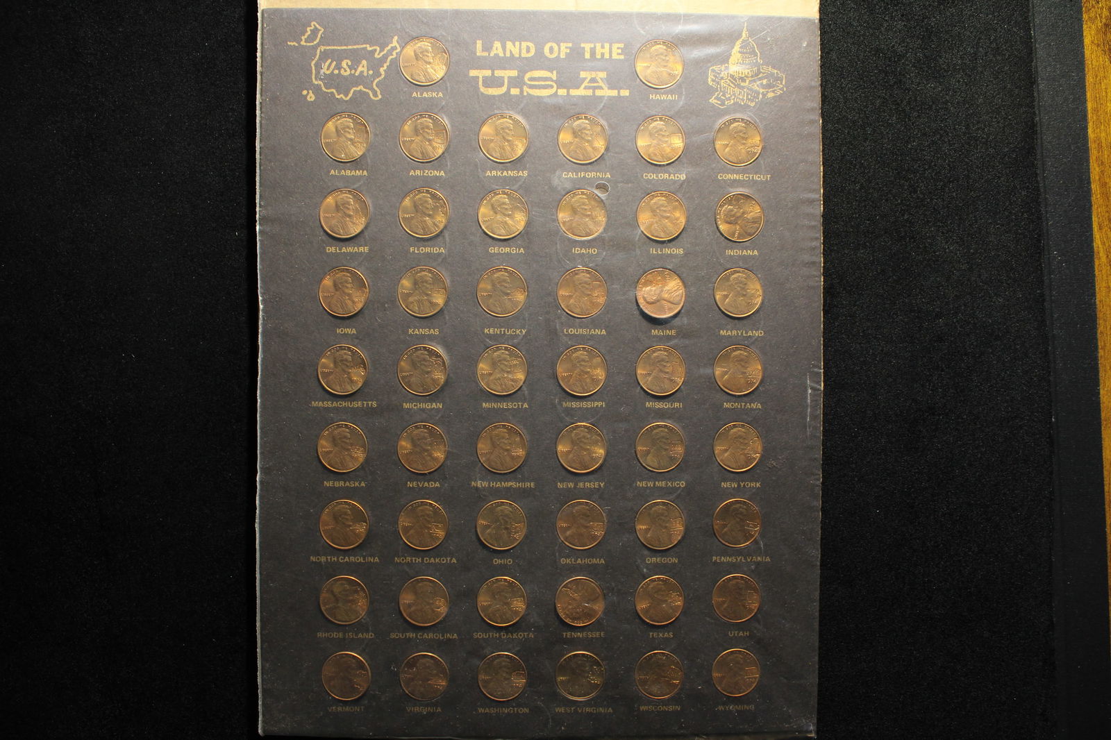 1974 Lincoln Cents Collection Engraved w/ All 50 States - Land of the U.S.A. (1 of 3)