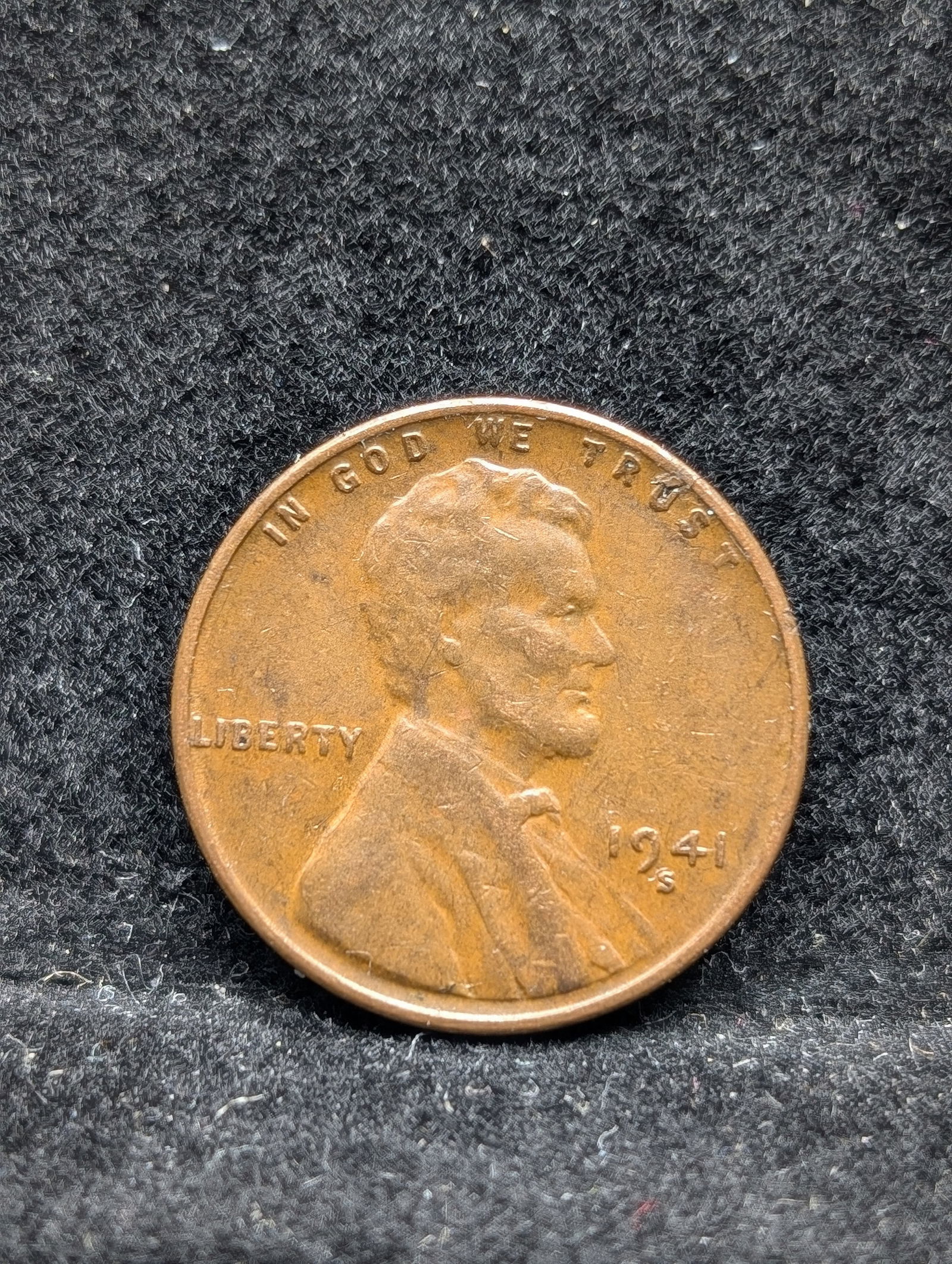 ERROR- 1941-S-Lincoln cent- DIE-Chip in U in TRUST-Nicely Circulated (1 of 3)