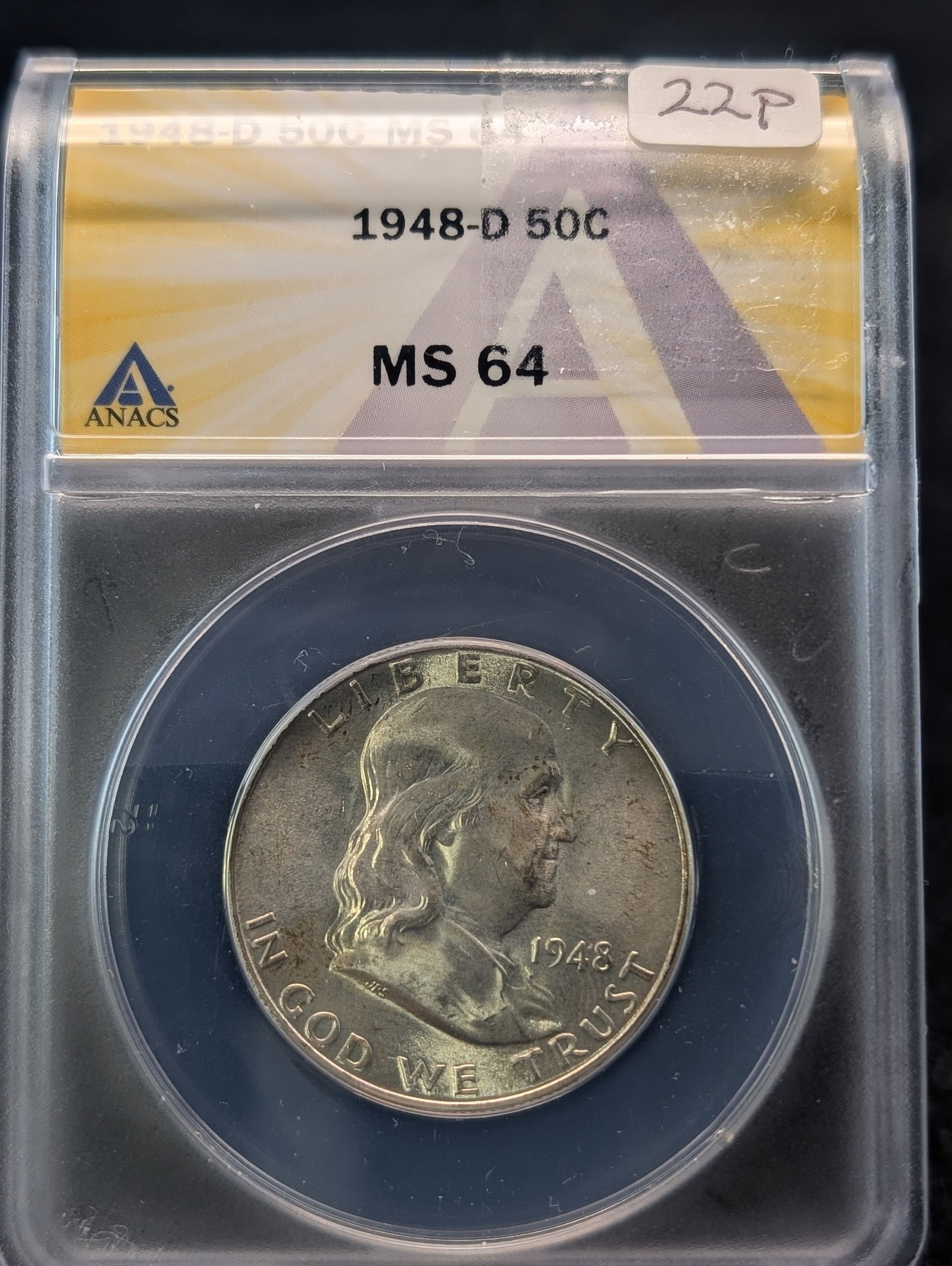 1948 D Franklin Half Dollar ANACS MS64 First Year (1 of 3)
