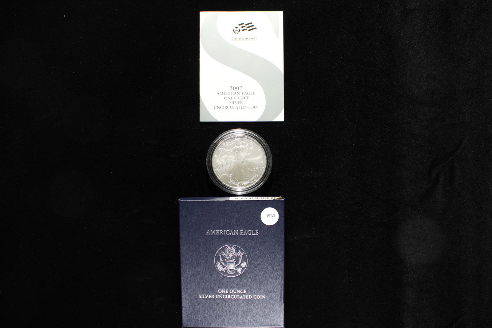 2007-W Unc. American Silver Eagle. OGP. 1 Troy Ounce .999 Fine Silver (1 of 4)