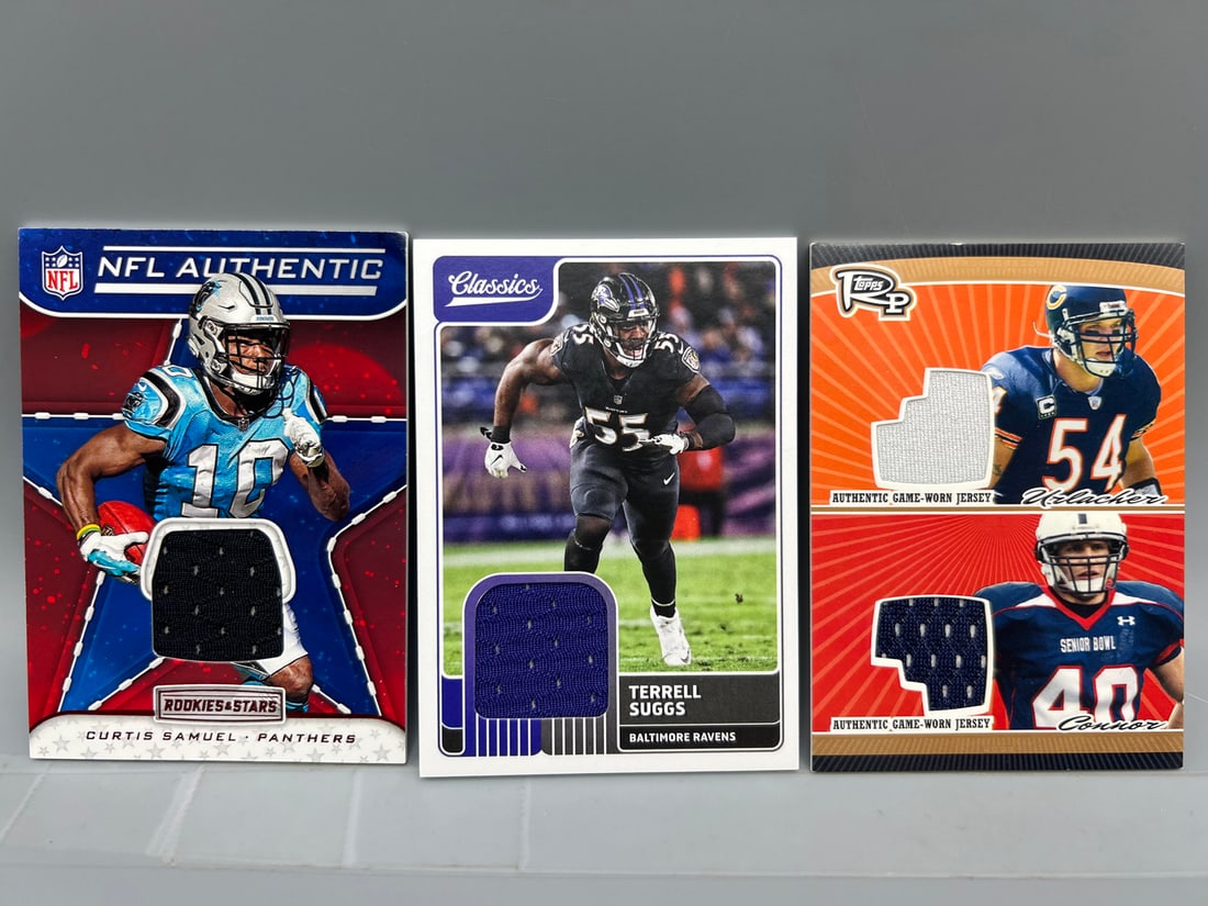 Lot of (3) Football Jersey Cards  - Brian Urlacher & Terrell Suggs (1 of 2)
