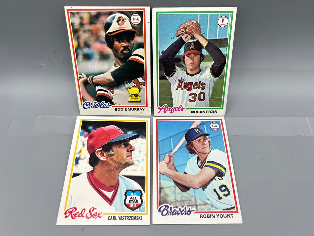Lot of (4) 1978 Topps Baseball Star Player Cards W/ Eddie Murray RC - Varying Conditions (1 of 2)