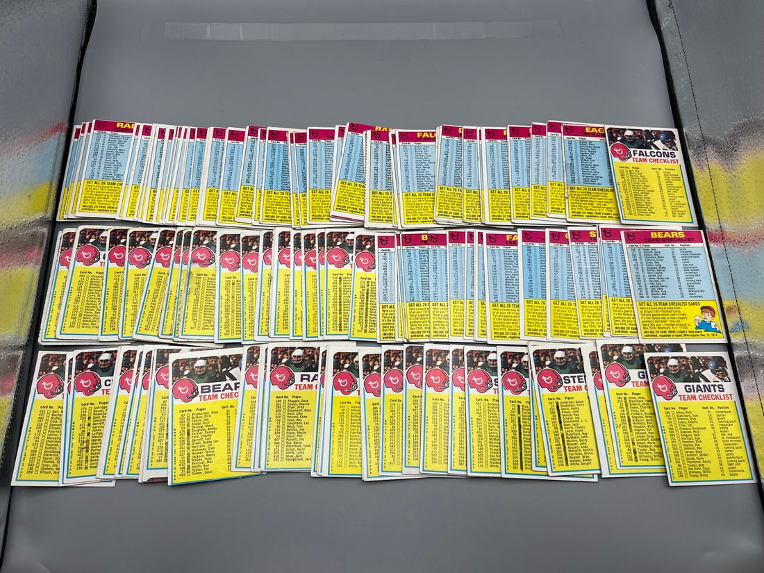 Lot of 1970s Topps Football Checklist Cards - Varying Conditions (1 of 3)