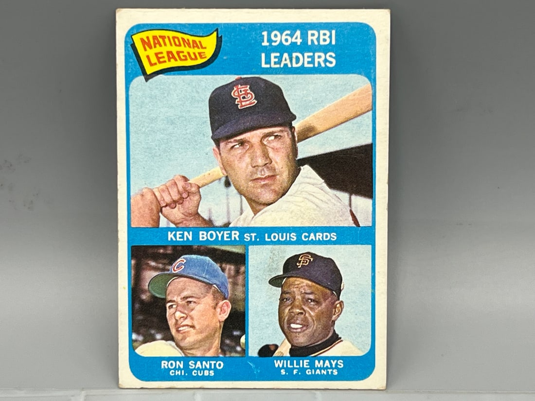 1965 Topps NL RBI Leaders Boyer/Mays/Santo #6: 1965 Topps NL RBI Leaders Boyer/Mays/Santo #6