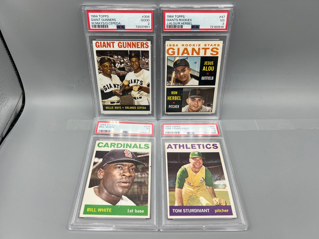 Lot of (4) 1964 Topps Baseball PSA Graded Cards - Varying Grades (1 of 2)