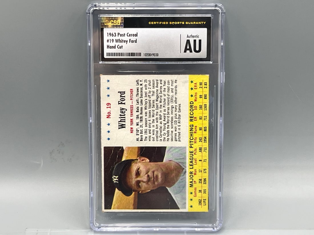 1963 Post Cereal Whitey Ford #19 CSG Authentic: 1963 Post Cereal Whitey Ford #19 CSG Authentic