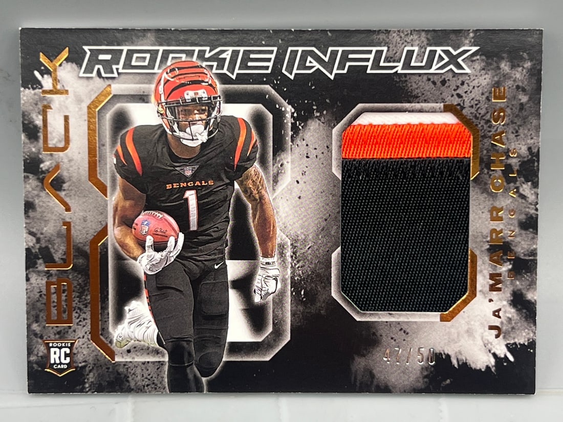 2021 Panini Black Ja'Marr Chase Rookie Influx RC Patch Card #47/50 (1 of 2)