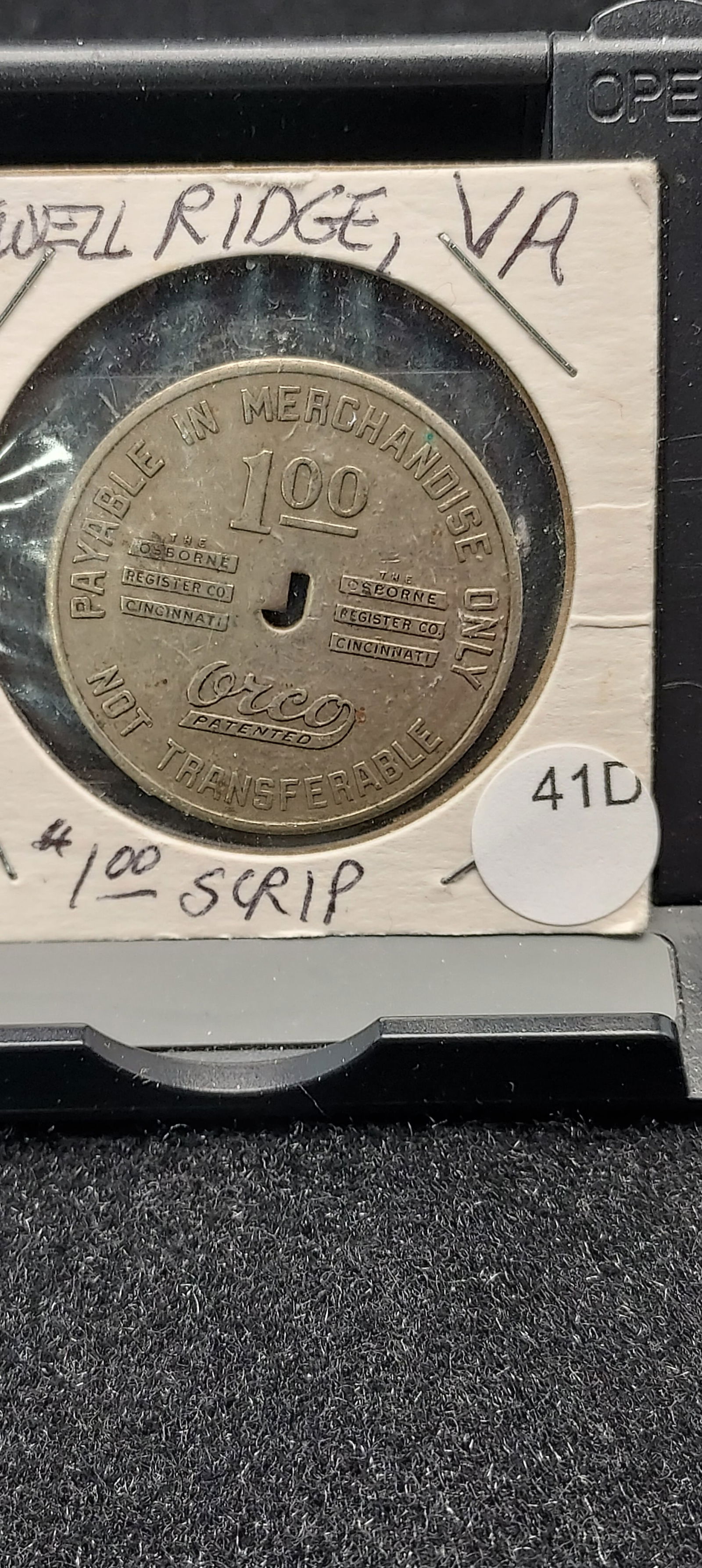 Jewell Ridge, Virginia. Jewell Ridge Coal Corp. $1.00 Coal Scrip.: Jewell Ridge, Virginia. Jewell Ridge Coal Corp. $1.00 Coal Scrip.