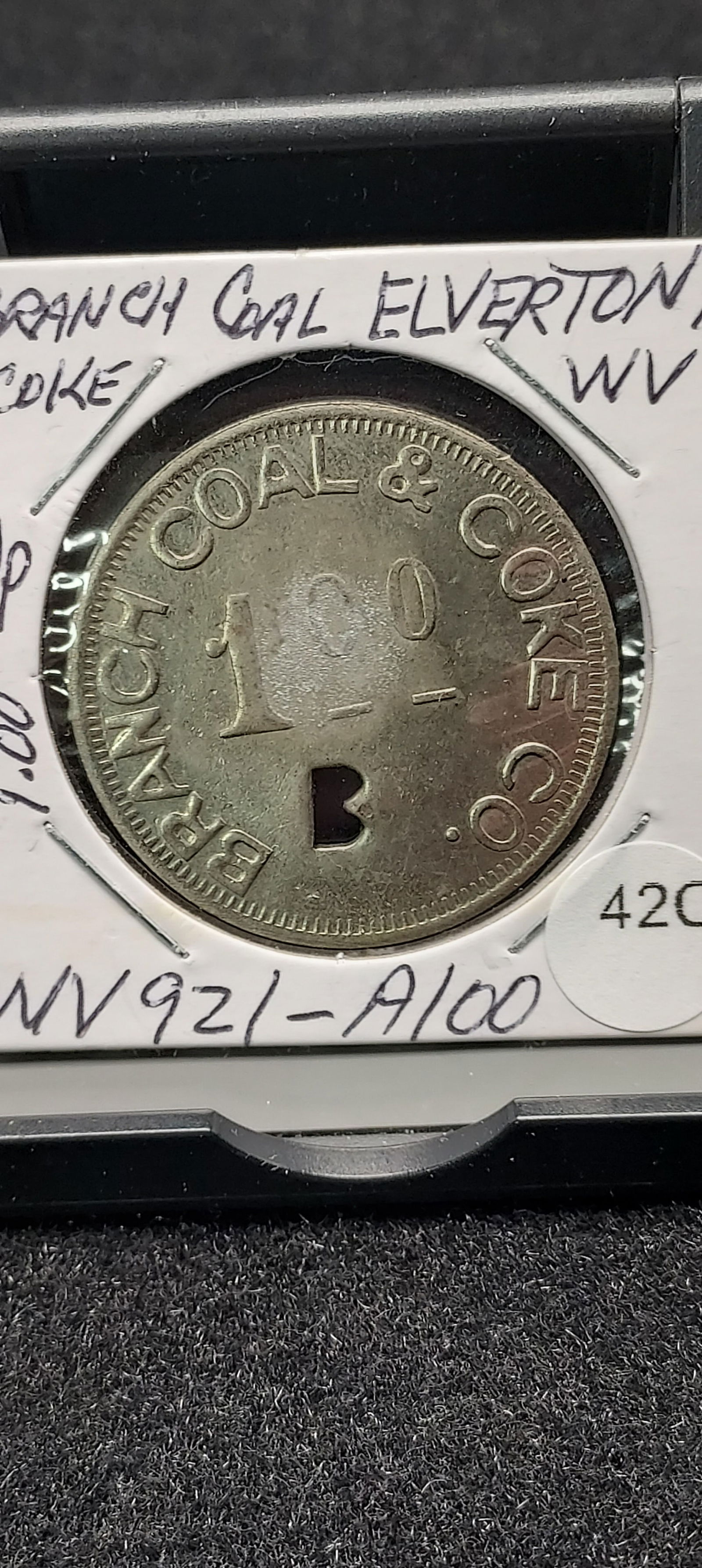 Elverton, West Virginia. Branch Coal & Coke Co. $1.00 Coal Scrip.: Elverton, West Virginia. Branch Coal & Coke Co. $1.00 Coal Scrip.