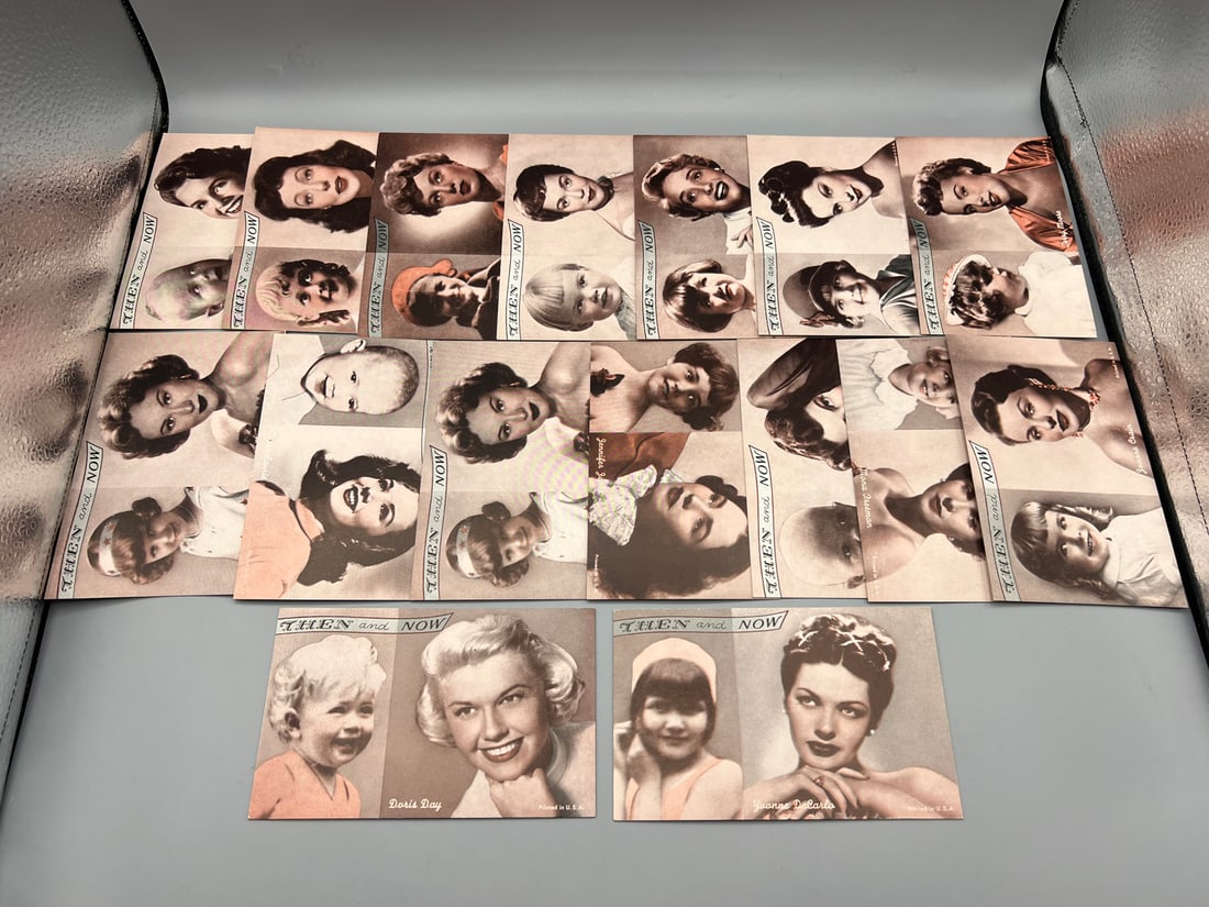 Lot of (16) Vintage 1940s Era Actresses Then & Now Postcards: Lot of (16) Vintage 1940s Era Actresses Then & Now Postcards