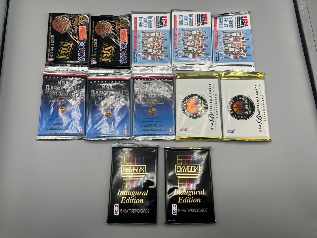 Lot of (12) Assorted Vintage Basketball Unopened Wax Packs (1 of 4)