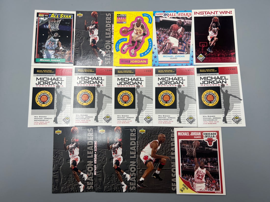 Lot of (14) Assorted Michael Jordan Basketball Cards - 1989 Fleer Sticker (1 of 4)