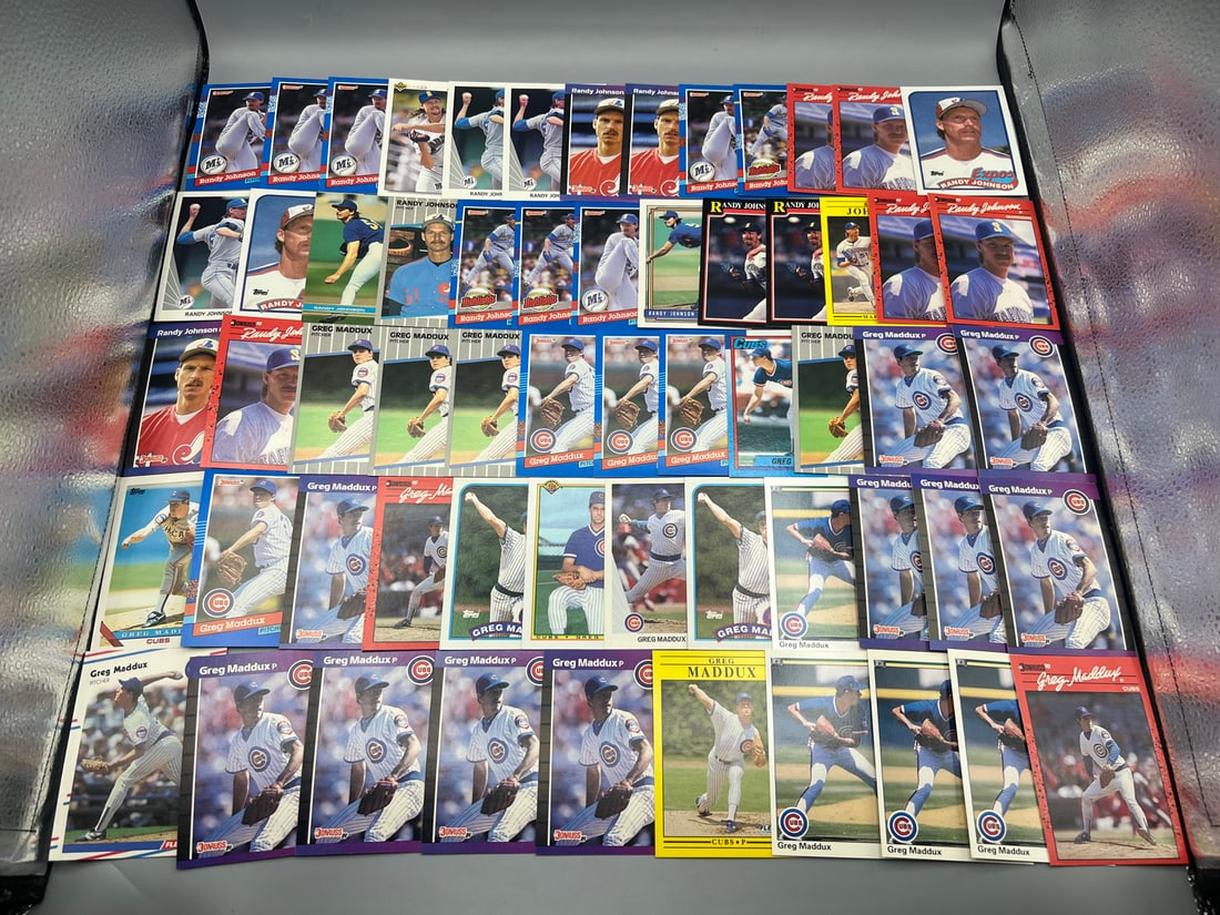 Lot of 60 - Assorted Randy Johnson and Greg Maddux Baseball Cards W/ (6) Johnson RCs - HOF (1 of 5)