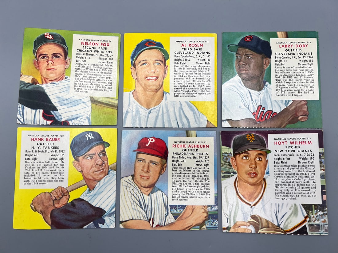 Lot of (6) 1955 Red Man Baseball Cards - Varying Conditions - Richie Ashburn, Larry Doby, Hoyt (1 of 4)