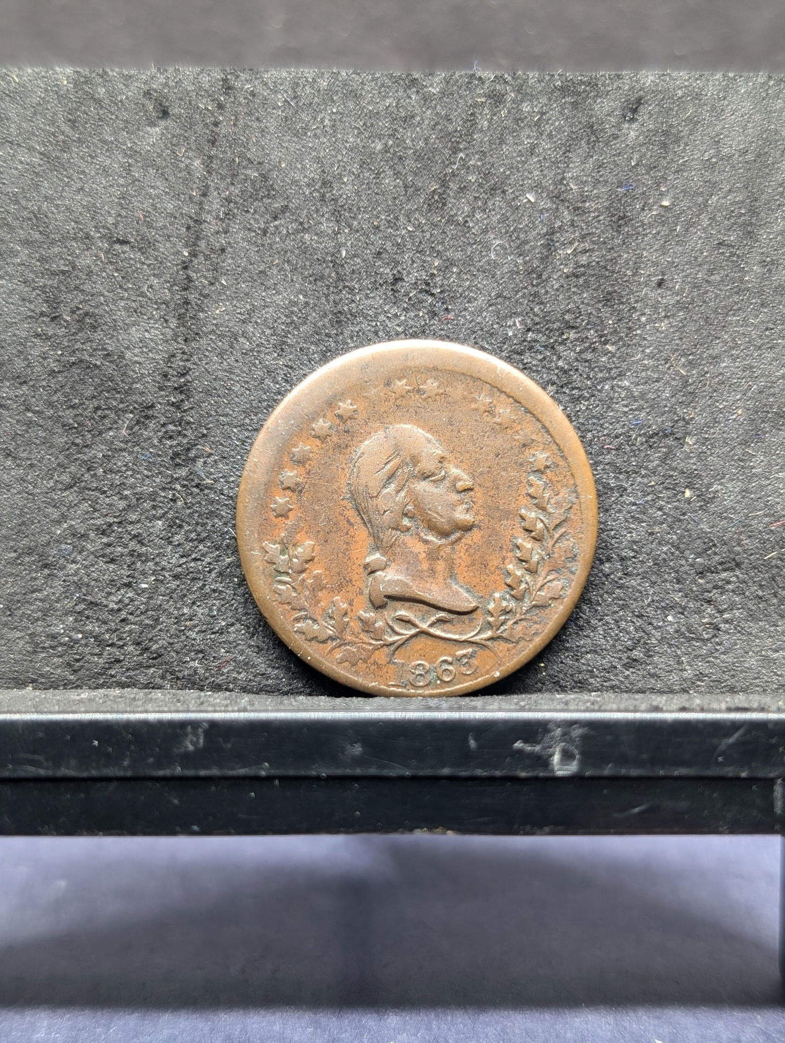 Patriotic 1863 Washington Civil War Token. Star on reverse. (1 of 3)