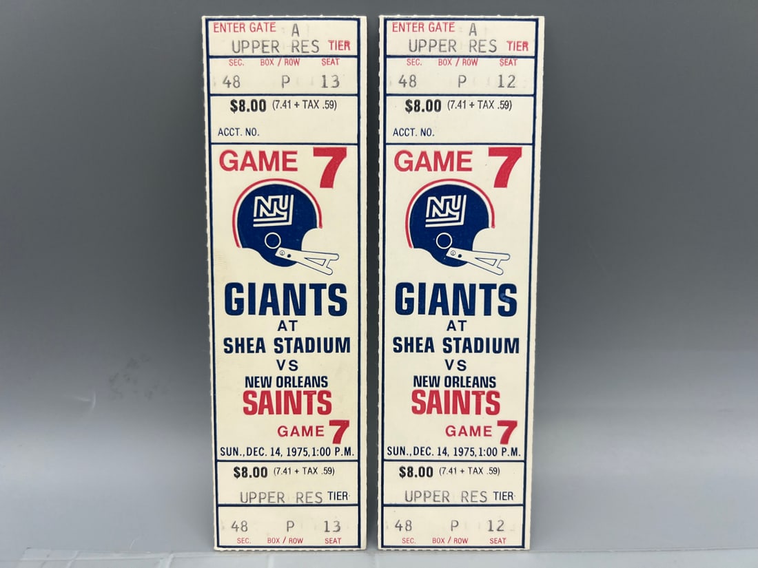 1975 New York Giants vs. New Orleans Tickets (2 Ticket Lot) Archie Manning Runs for TD & Passes for (1 of 2)