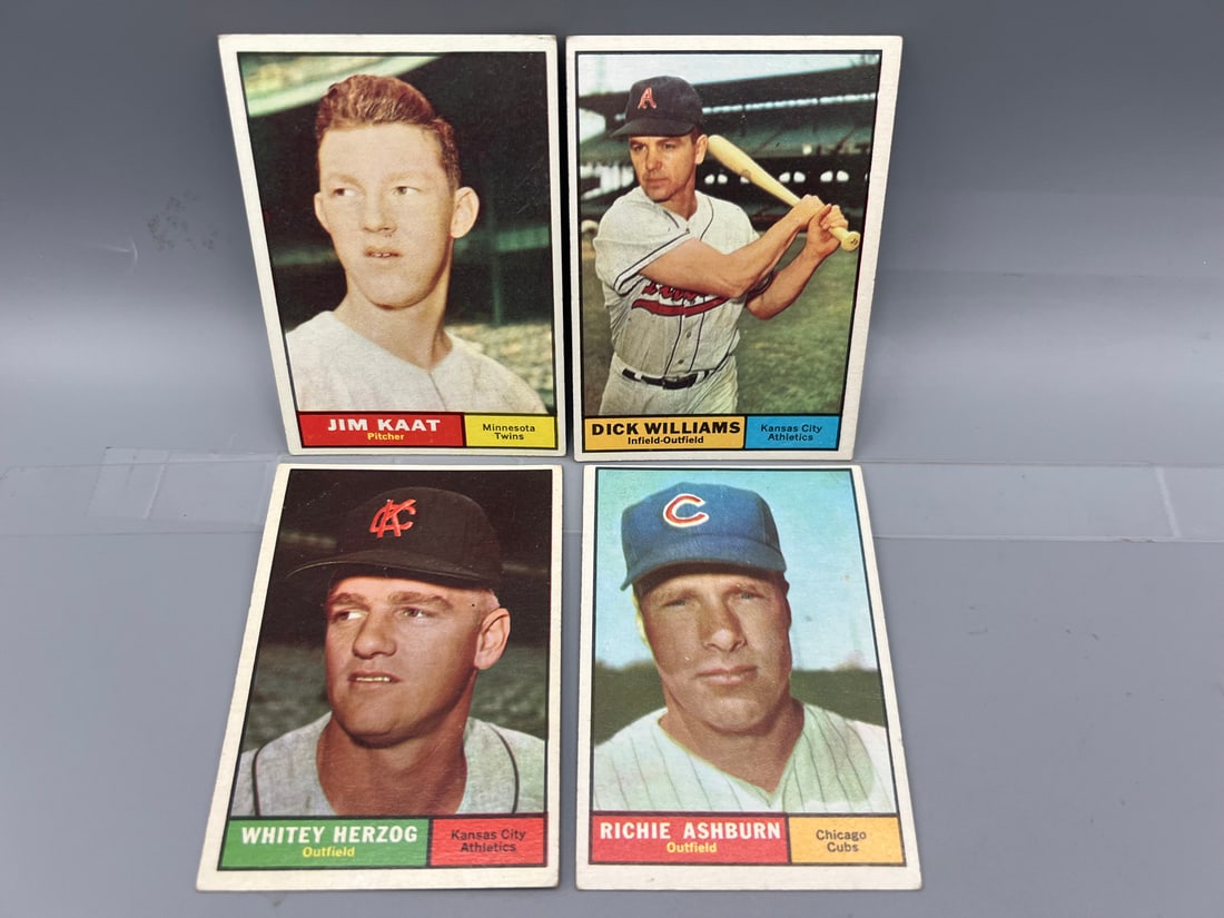 1961 Topps Baseball Lot of 4 - Varying Conditions - Richie Ashburn, Jim Kaat 2nd Year (1 of 2)