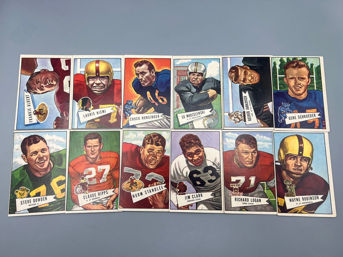 (Lot Of 12) 1952 Bowman Large Football Singles - Varying Conditions (1 of 2)