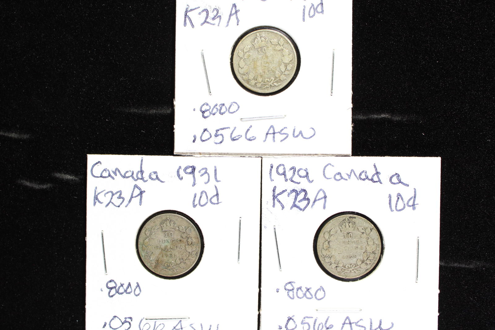 (3 Coins) 1928,29,31 Canadian Silver Dimes (1 of 7)